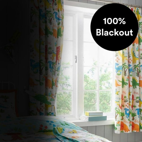 Dinky Dinosaur Thermal Blackout Curtains Curtains - Happy Linen Company