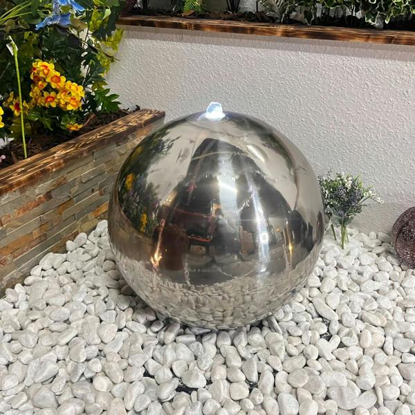 Tranquillity Water Features 40cm Stainless Steel Sphere Modern Metal Water Feature