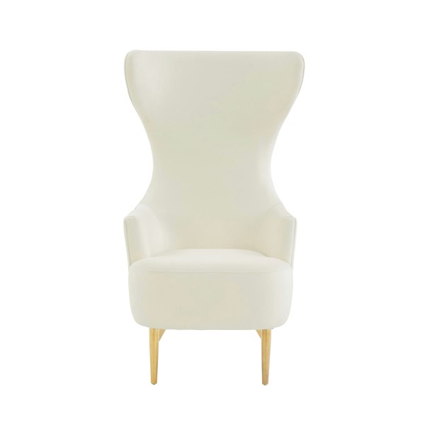 Furniture Edit Julia Cream Velvet Channel Tufted Wingback Accent Occasional Chair