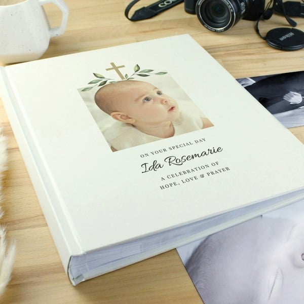 Personalised Memento Company Personalised Religious Cross Photo Upload Traditional Photo Album