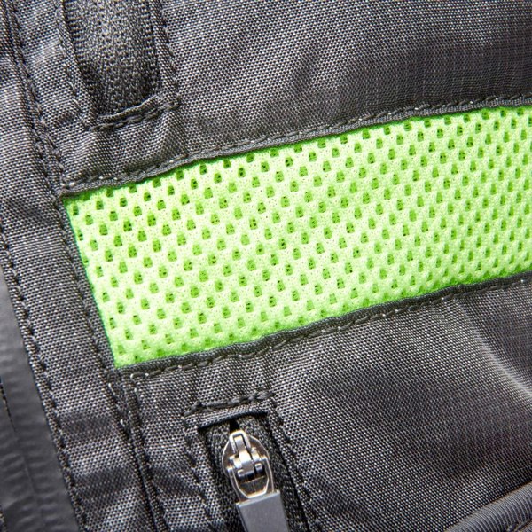 Close up of adidas weighted vest showing green accent strip
