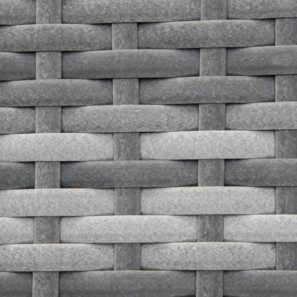 Grey PE rattan woven pattern panel with interlaced brick-style weave
