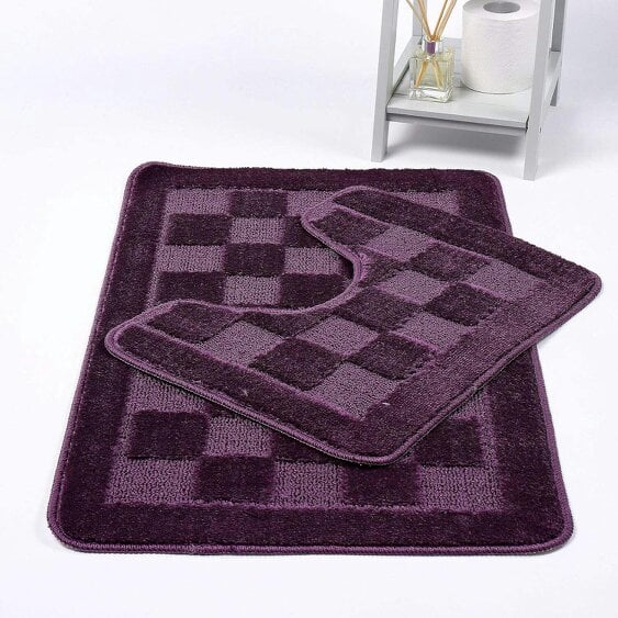 Night Zone Square Bath Mat – Soft Absorbent Non-Slip Bathroom Rug - Plum