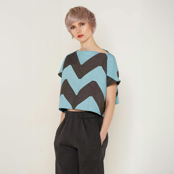 Bo Carter Namaka Top - Grey and Aqua