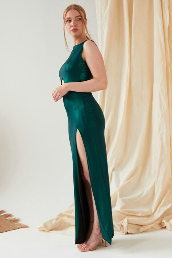 Sarvin's Green Cut Out Side Dress.