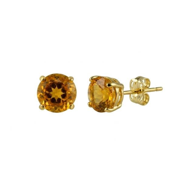 Spero London 9Ct Solid Gold Yellow Topaz Stud Earrings