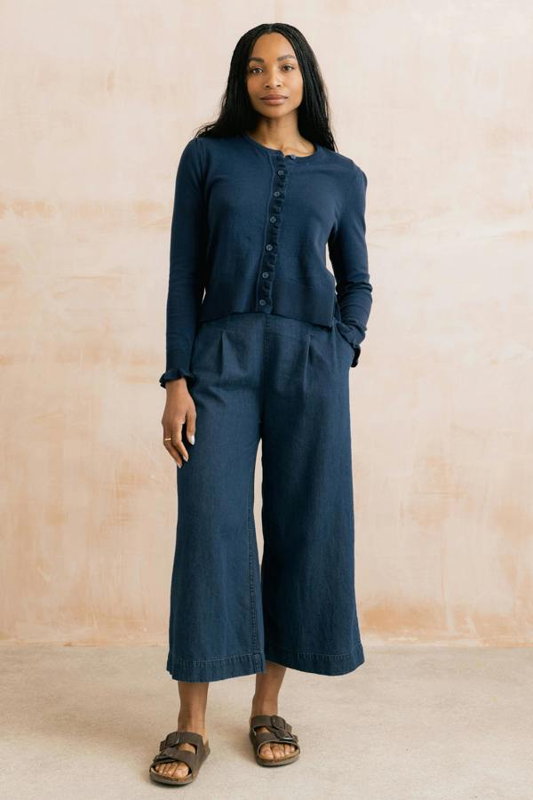 Lily & Me Lauren Ruffle Outfitter Cardigan Navy