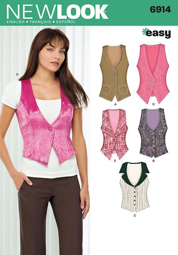 New Look Sewing Pattern 6914, Waistcoats for Women, 4-6-8-10-12-14-16 - Easy