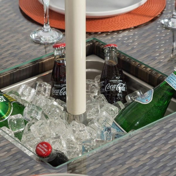 Giardino Savannah Square 4 Seater Patio Dining Set with Ice Bucket Drinks Cooler
