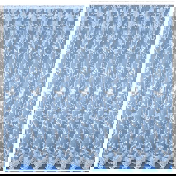 Tyrone Textiles Butterfly and Leaf Floral Net Lace Curtain - Pre Cut Ready To Hang