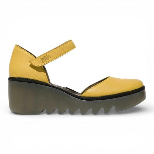 Fly London BISO305FLY - Women’s Yellow Leather Wedge Sandals