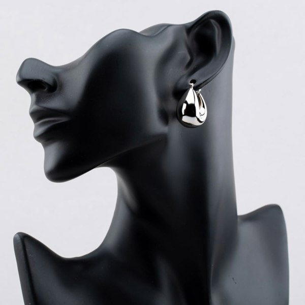 T. H. Baker Sterling Silver Rhodium Plated Oval Creole Earrings 8.52.0001