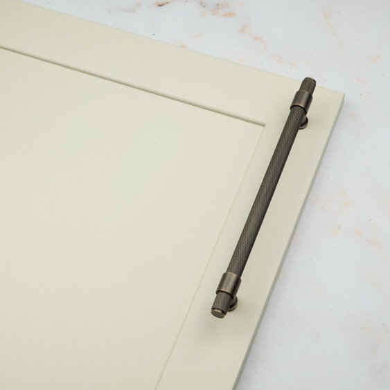 Handle & Home Antique Brass Knurled Handles with Clasp Detailing