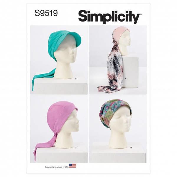 Simplicity Sewing Pattern 9519, Headwear for Women, A (XS-S-M-L) - Easy
