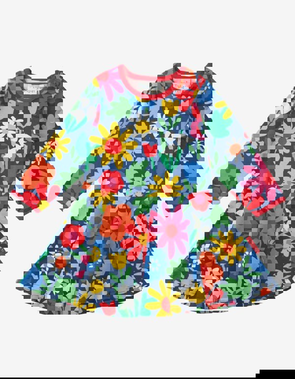 Organic Bold Floral Print Skater Dress - Toby Tiger UK Retail