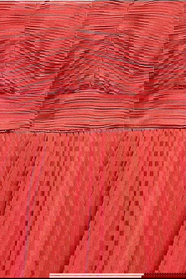 Pleated Bandeau Bodice Chiffon Tiered Midi - Orange DR3811