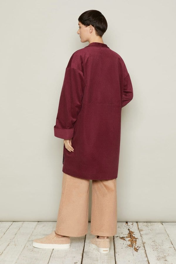 Bo Carter Hilmar Corduroy Oversized Jacket - Burgundy