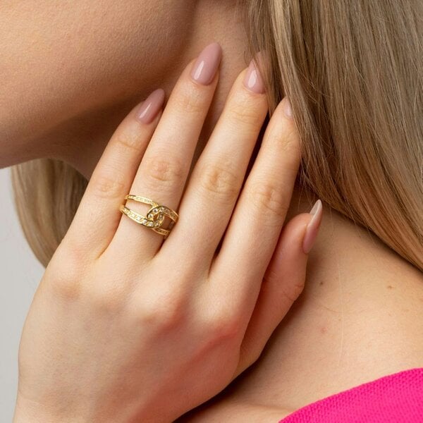 The Colourful Aura Adjustable U-Shaped Zircon Hip Hop Cross Braid Luxury Fashion Statement Ring