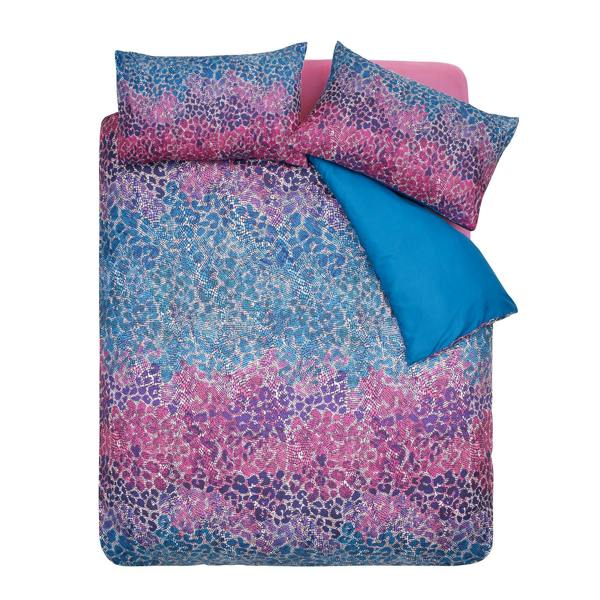 Satin Animal Print Teal Duvet Cover Set