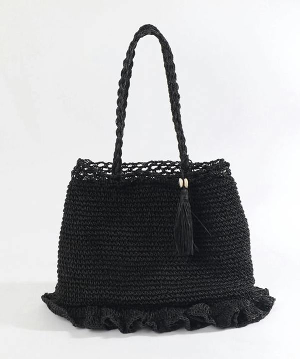 Pia Rossini Ellis - Straw Beach Bag - Black