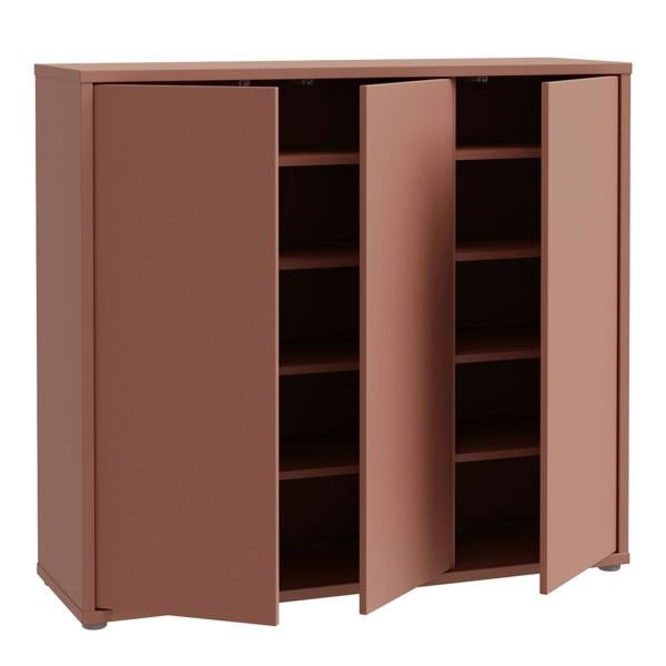 Furniture To Go Alice Springs Shoe Cabinet with 3 Doors Push-to-Open in Terracotta