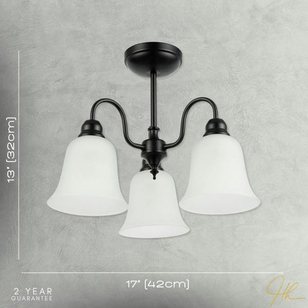 Classic and Ornate Matte Black Ceiling Light Fitting with Glass Shades Image 7