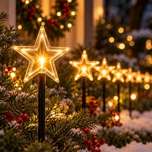 Valiant Christmas Star Pathway Lights | 8 Pack | For indoor and Outdoor