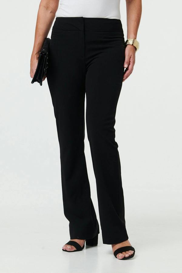 Black | High Waist Flared Slim Fit Trousers