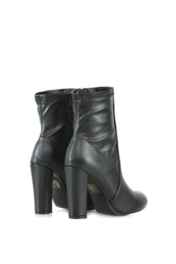 XY LONDON Block High Heeled Zip-up Stretch Sock Ankle Boots