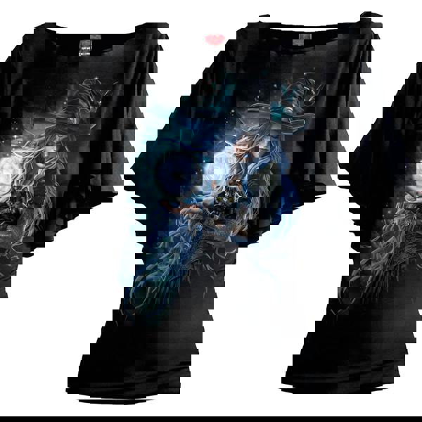 MYSTIC MOON - Boat Neck Bat Sleeve Top Black