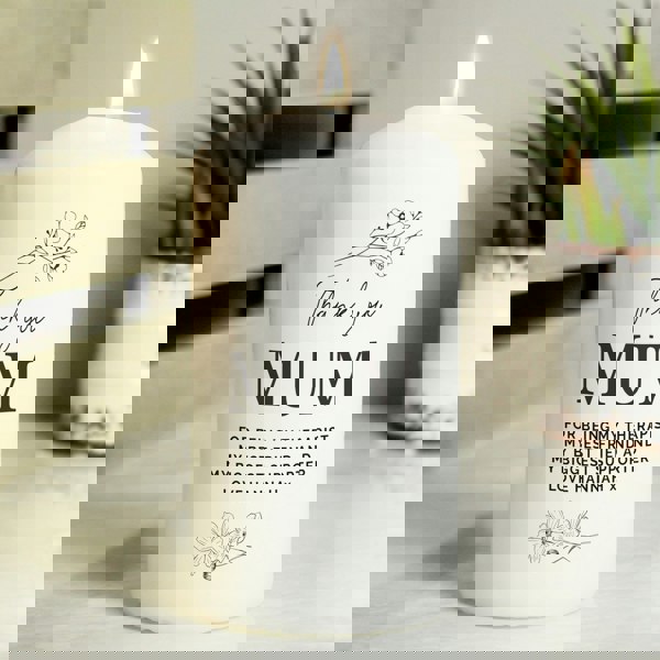 Personalised Memento Company Personalised Fineline Floral Pillar Candle