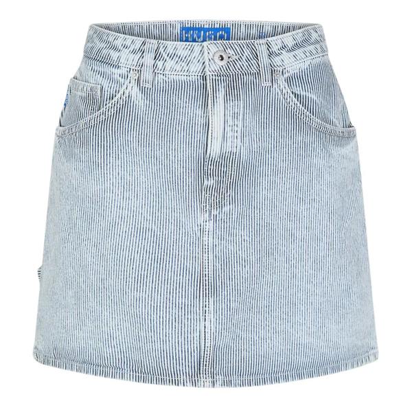 Hugo Womens/Ladies Gami Denim Regular Mini Skirt - Bright Blue Stripe - 