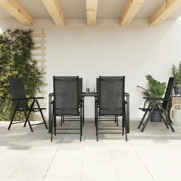 Berkfield 7 Piece Garden Dining Set Black Aluminium