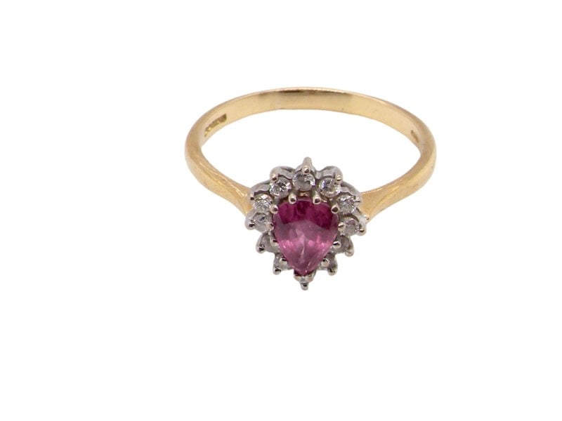 Vintage Tom A pear shaped ruby and diamond cluster ring