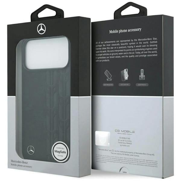 Mercedes Leather Laurel Leaves Case with MagSafe for iPhone 17 Pro Max 6.9" Black - MEHMP17X25RDSLAK