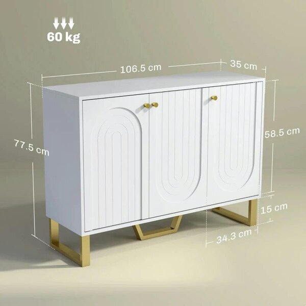 3-Door Sideboard Storage Cabinet - White