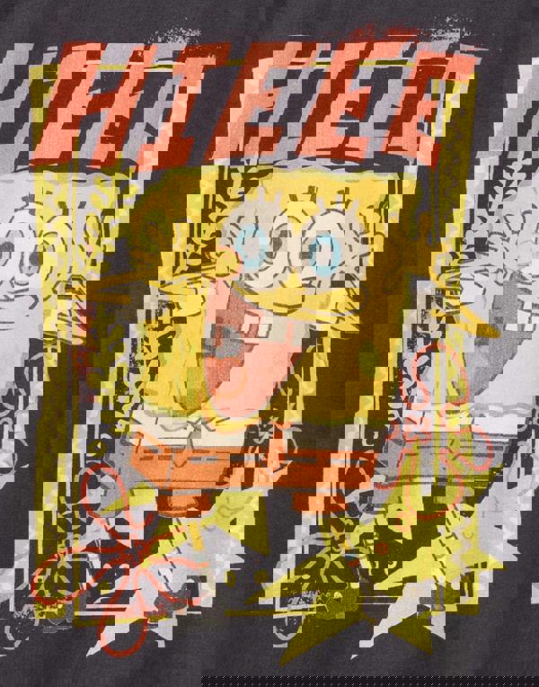 SpongeBob SquarePants Womens Grey Character Cropped Short Sleeved T-Shirt