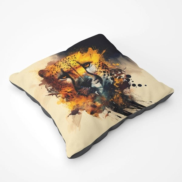 Warren Reed Cheetah Face Splashart Floor Cushion