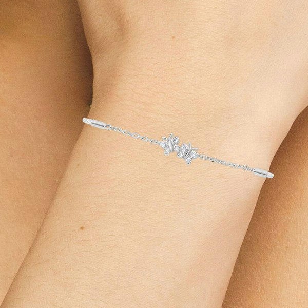 BLOOMTINE Enchanting Flutterfly™ (Butterfly) Sterling Silver Silk Cord Bracelet