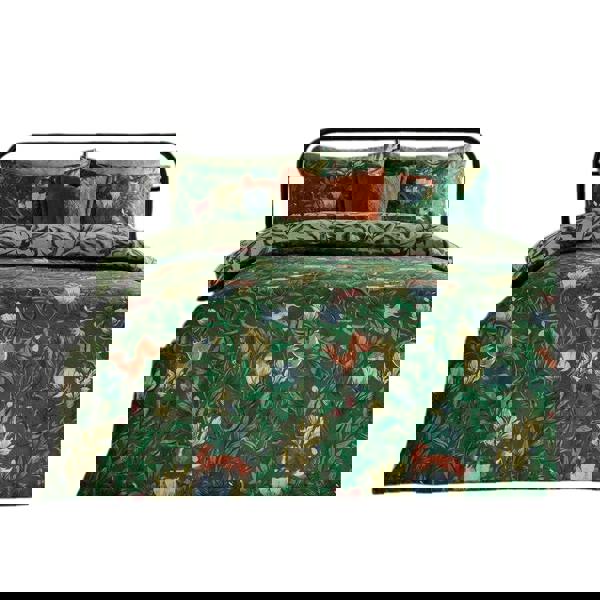 Furn Into The Woods Reversible Printed Duvet Cover Set - Forest Green