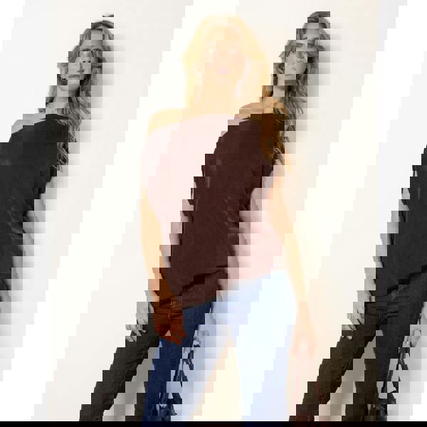 Blue Vanilla Deep Band Slinky Oversize Tunic Top