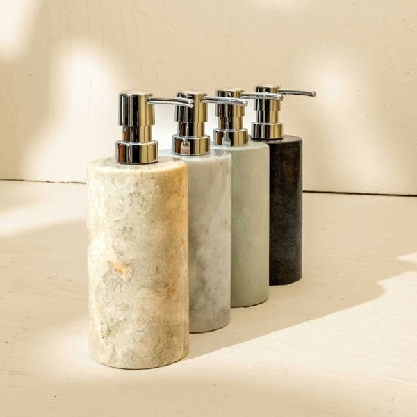 Black marble soap dispenser premium metal pump genuine stone