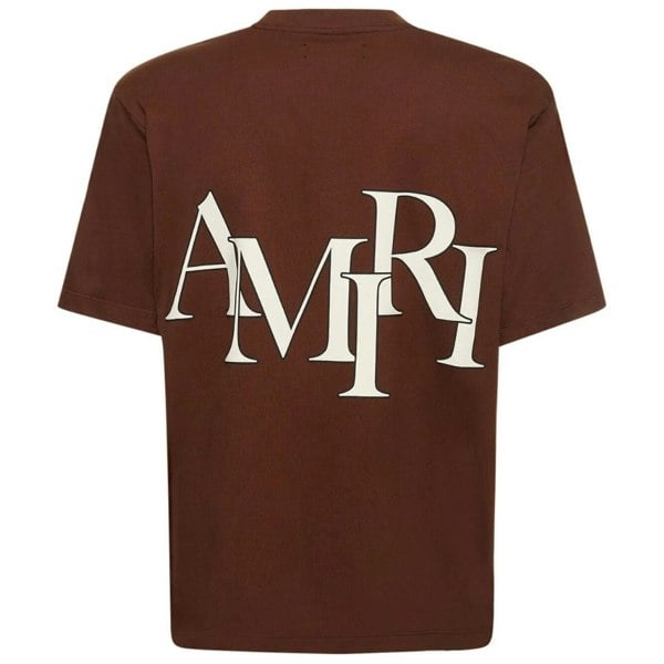 Amiri Staggered Logo Brown T-Shirt XXL