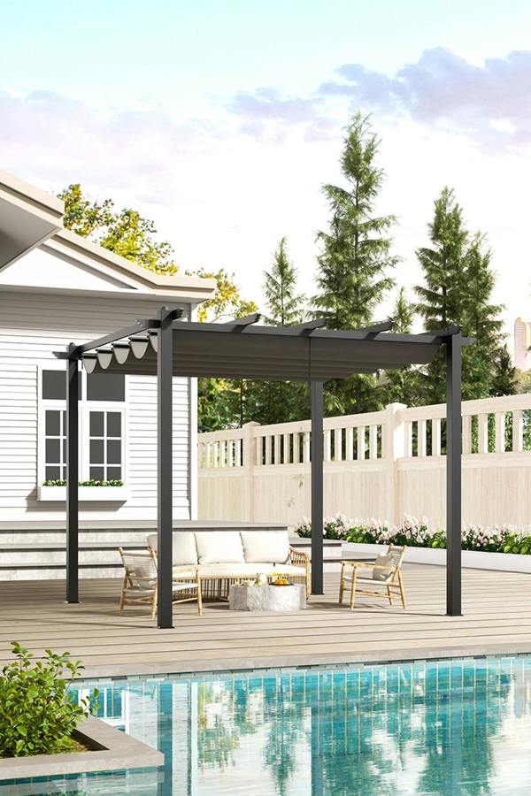 10x10ft Grey Outdoor Aluminum Pergola for Patio Deck
