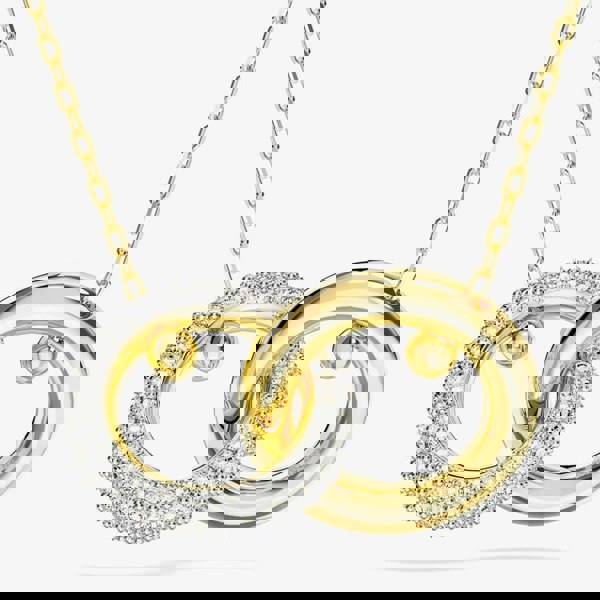 Swarovski Dextera White Interlocking Loop Gold Tone Plated Necklace 5668820