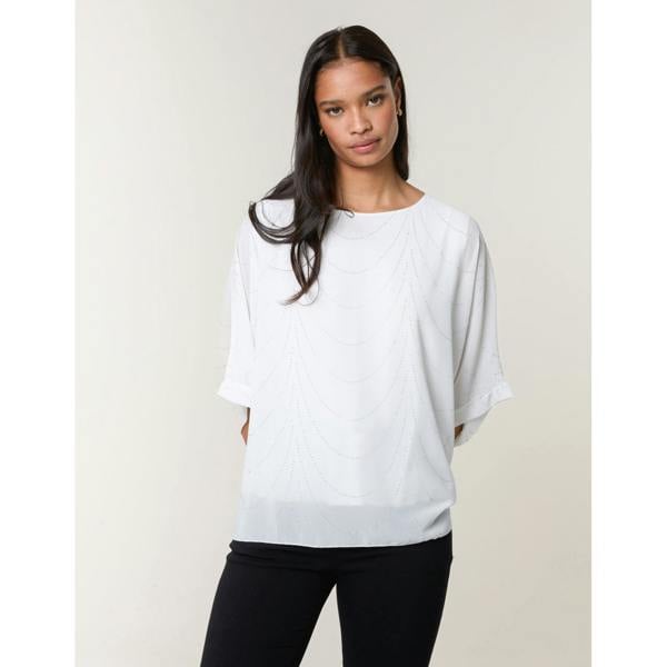 Blue Vanilla Studded Wave Chiffon Kaftan Top