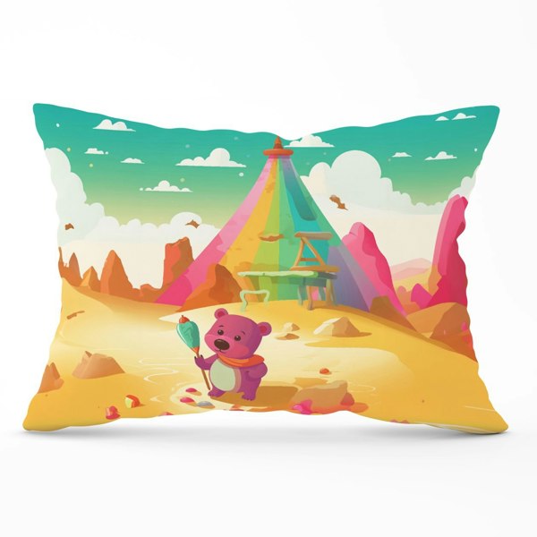 Warren Reed Purple Bear On A Beach Holiday Cushions