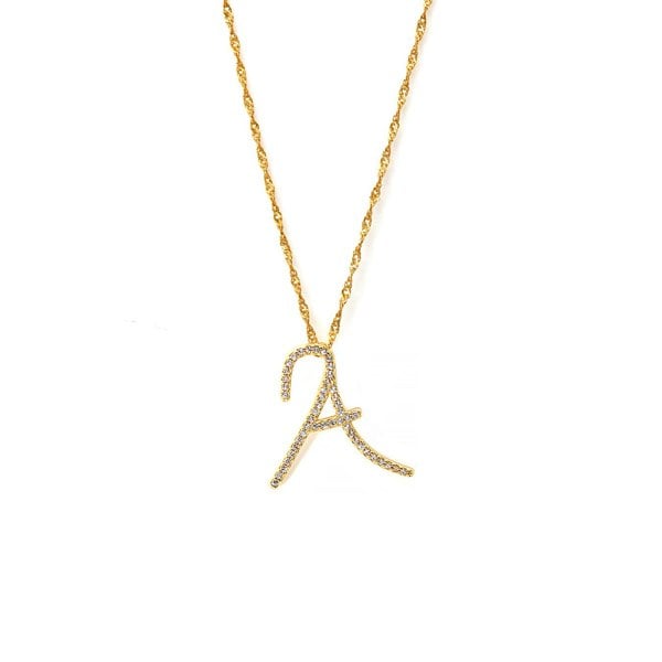 Say It With Luxe CZ Initial Necklace - Yellow Gold Plated