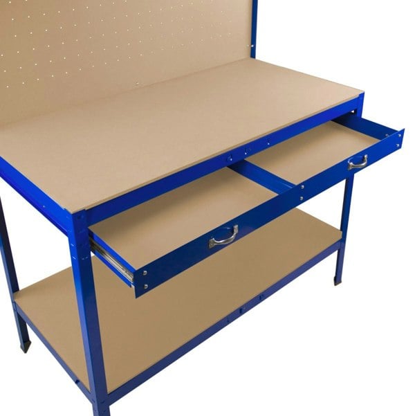 Monster Racking Workbench with Pegboard, Drawer & Light – Blue