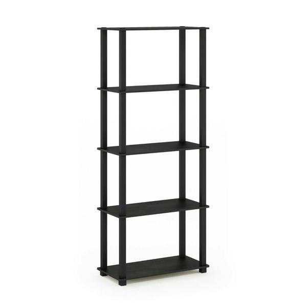 WALPLUS Turn-S-Tube 5-Tier Multipurpose Shelf Display Rack with Square Tubes, Americano/Black perfect for organized storage and display